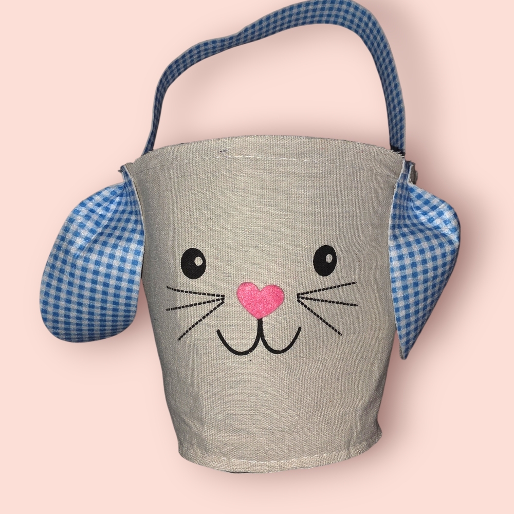 ^ Cute Bunny Easter Basket with Blue Ears